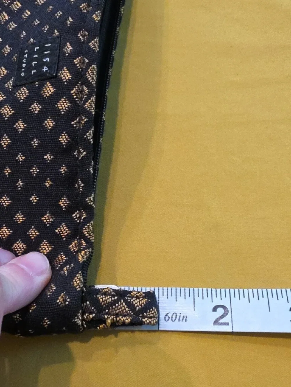 NWOT - 1154 Lill Studio Custom Unique Fabric Pouch Clutch Black Gold Geometric